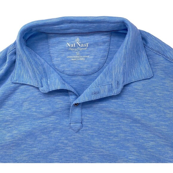 NAT NAST Shirt Size XL Light Blue Heathered  Short Sleeve Polo Shirt Casual - Picture 7 of 8